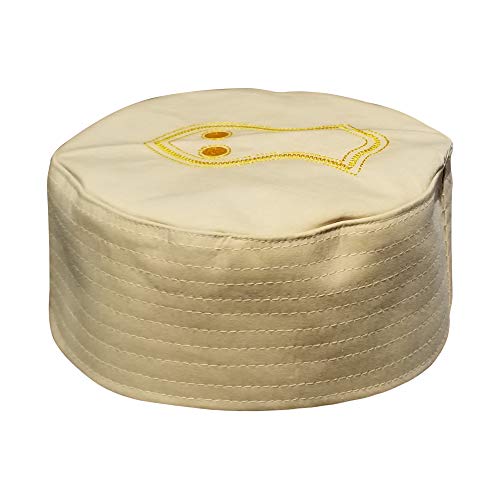 TheKufi® Cream Semi-Stiff Nalain Pak Shareef Sandal Embroidered Kufi