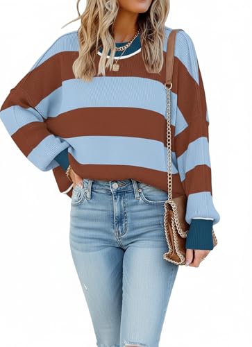 Image of Womens Oversized Sweaters Fall 2026 Fashion Clothes Colorblock Knit Tops