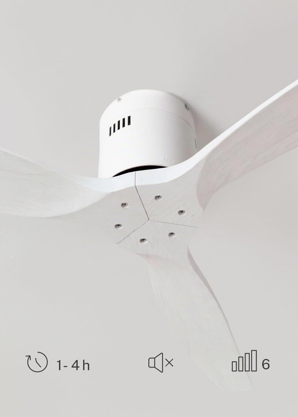 CREATE / WINDCALM NATURAL WOOD S/Ventilador de techo blanco con mando / 40W, Temporizador, Ø112 cm, 6 velocidades, 3 temperaturas de luz, función verano-invierno
