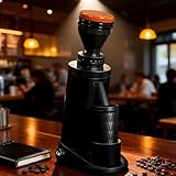 Elektrische Kaffeemühle mit Edelstahl-Mahlscheiben, variable RPM-Regulierung für Espresso, Filterkaffee, Cold Brew und French Press (Black 63mm)