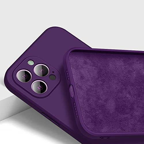 Coque iPhone 13 Mini silicone liquide carrée antichoc violet foncé