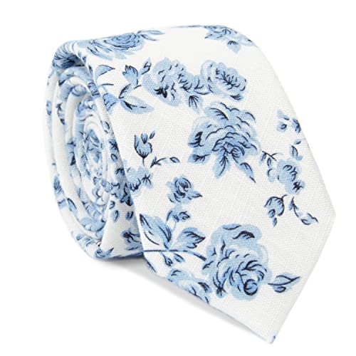 Image of JESLANG Men's Cotton Printed Floral Tie 2.56 inch Skinny Narrow Necktie Various Designs