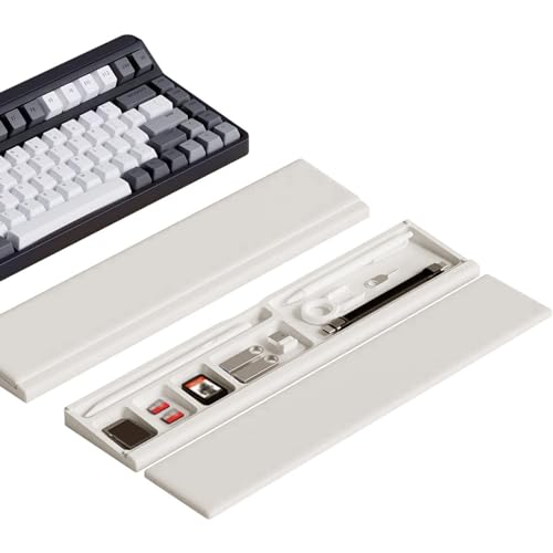 TOLUON Keyboard Wrist Rest Pad,Keyboard Pad Support with Storage Case,Comfortable Typing Wrist Pad,Ergonomic Memory Foam,Anti-Slip Rubber Base for Home Office White
