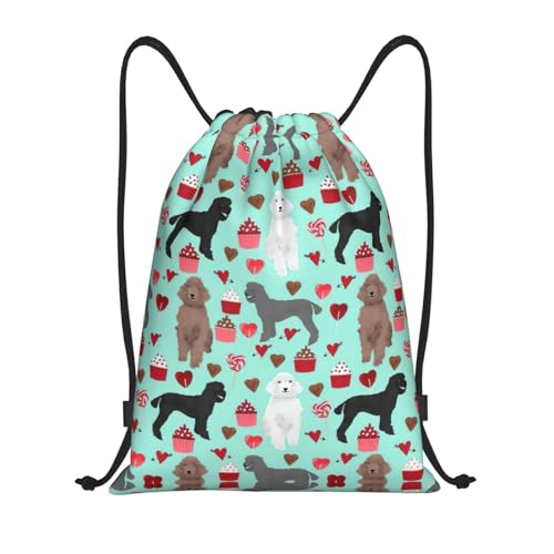 Kycvds Mochila deportiva de cuerda con diseño de caniches y perros, bolsa de fitness, compras, deportes, yoga, bolsillo con cordón para hombres y mujeres, color negro, M