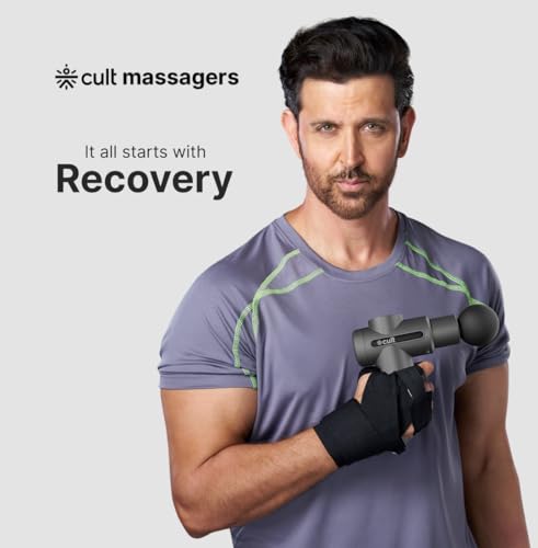 Image of CULT Impact X, Full Body Gun Massager With Hot And Cold Therapy, 3000Mah Battery, 6 Interchangeable Heads, 6 Speed Levels, Carry Pouch., Black
