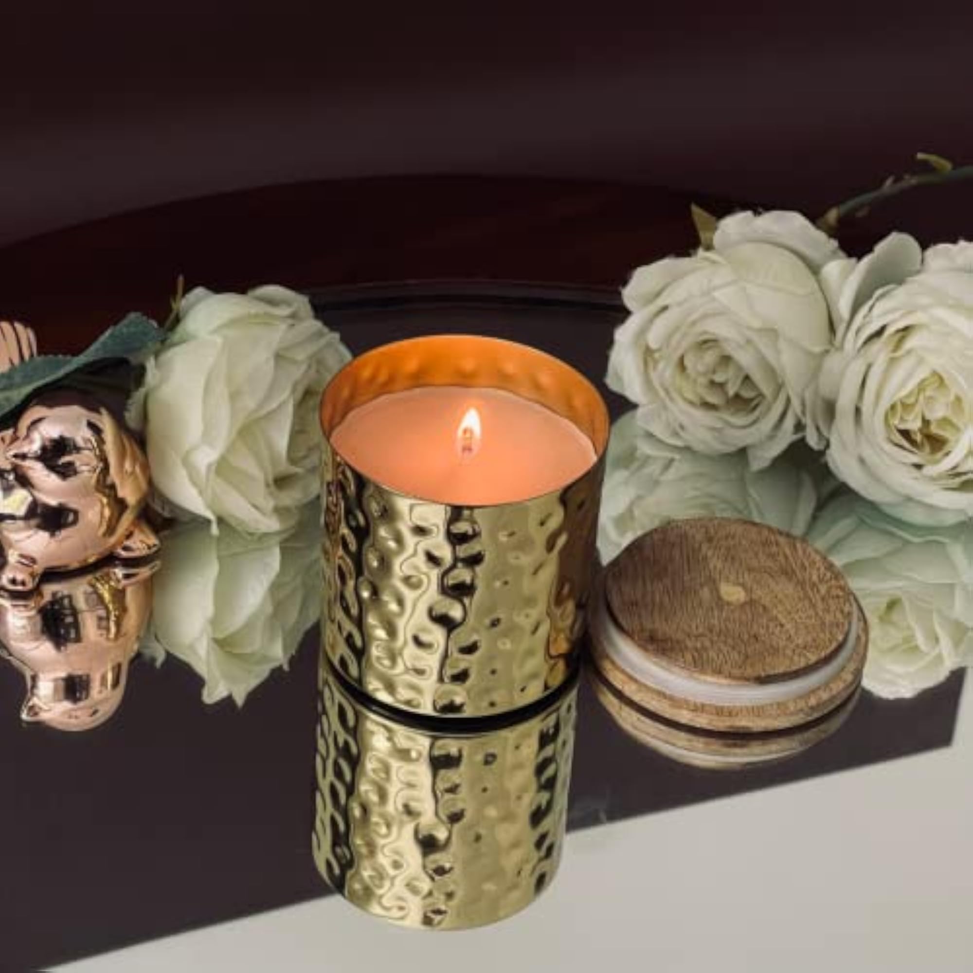 Serene Hammered Soy Wax Scented Candle Jar