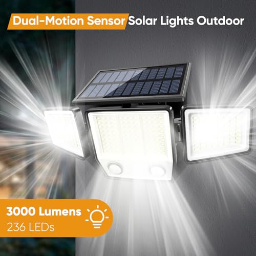 Image of MDCMDCM Solar Motion Sensor Outdoor Lights Waterproof - 3000LM 3 Modes Security Lights Outdoor