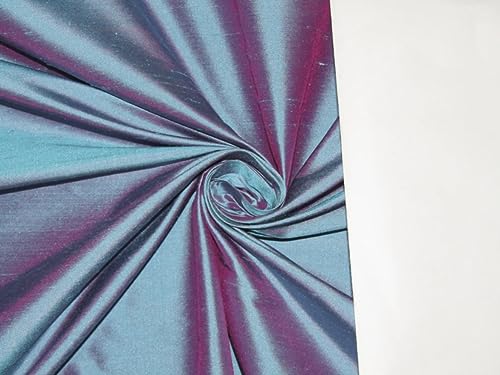 Tissu au rouleau pure soie Dupioni rose bleu DUP384 mercerie haute couture