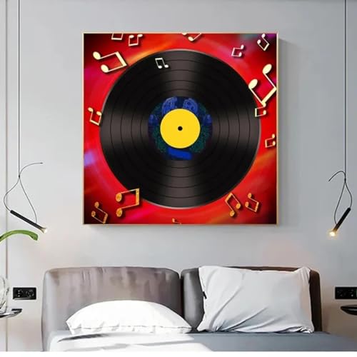 Peinture sur toile de disque de musique KEBIA 50x50 cm décoration murale moderne sans cadre pour salon
