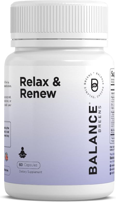 Relax & Renew-Vitamin B6, Magnesium Blend, Zinc & Copper Supplement, 60 Capsules - Supports Stress Relief (Pack of 1)