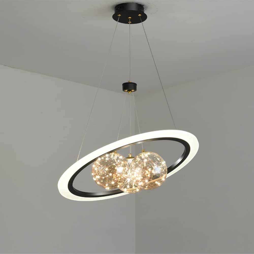Lustre moderne à LED de prestige en verre soufflé et son design suspendu rond