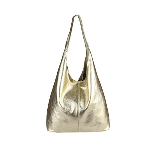 OBC MADE IN ITALY DONNA PELLE BORSA A MANO METALLIC Shopper Borsa a tracolla Hobo-Bag Borsa a mano Borsa a tracolla Borsa a sacchetto Argento, gold, ca.: 43x32x17 cm (BxHxT)