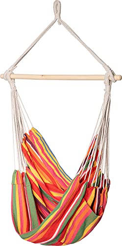 myToys Originals Hängesessel für Kinder & Erwachsene, Indoor & Outdoor, Polycotton, Holzstange, Bunt, Tragkraft 110 Kg, ab 3 Jahren