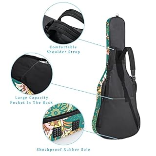 Vintage Flowers Housse de transport rembourrée imperméable Oxford pour guitare avec bandoulière réglable - Les Beatles, Paul McCartney, John Lennon, RIngo Starr, George Harrison Vintage Flowers Housse de transport rembourrée imperméable Oxford pour guitare avec bandoulière réglable – Image 3
