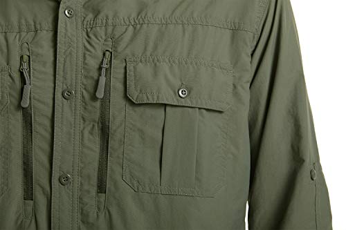 Tacvasen Men's Tactical Shirts Quick Dry Breathable Long Sleeve Hiking Shirts, 2Xl Green #TOP4