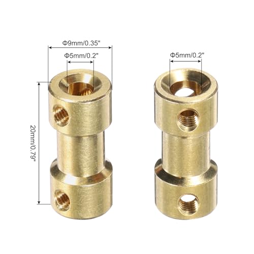 QUARKZMAN 6 Stück 5mm auf 5mm Messingwellenkupplung mit Schrauben Flexibler Motorwellenkupplung für RC-Modellauto Flugzeugmotor Räder Reifen Welle