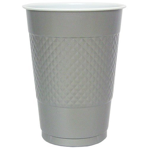 Hanna K. Signature Collection 50 Count Plastic Cup, 18-Ounce, Silver