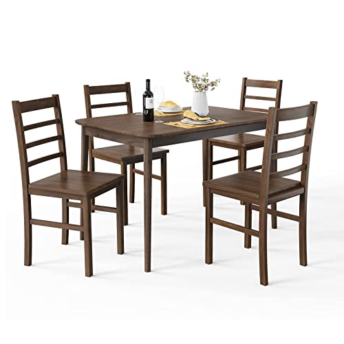 Giantex Dining Chairs Set Of 4, Easy To Assemble, Farmhouse Style, Sturdy Wooden Traditional Kitchen Dining Room Chairs, Walnut #TOP6