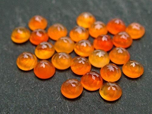 Natural Carnelian Rose Cut Round Orange Color Loose Gemstone 7mm 2 Pieces