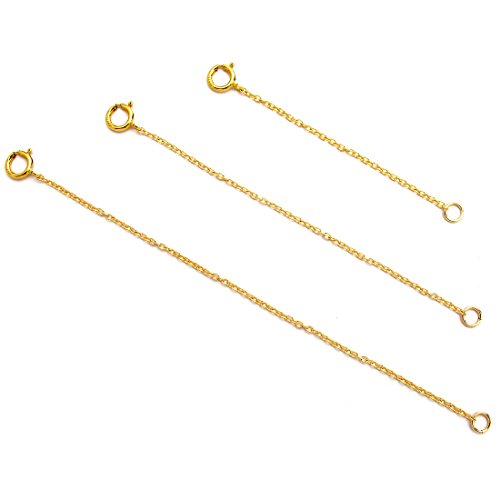Benique 14K Gold Filled Choker Necklace Bracelet Extender - Fine Thin Chain, Durable Strong Removable, Made in USA, Gold/Rose Gold (14K Gold Filled/Set 2