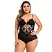 Costumi per Adulti Lingerie Sexy Donna Taglie Forti V - Scollo A Rete in Pizzo Orsacchiotto Biancheria Intima Sexy Slim Babydoll Pigiami da Notte - Black_4XL