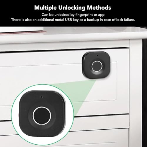 Fingerprint Cabinet Lock - APP Control Semiconductor Biometric Lock with Multiple Unlocking Methods, Locker Lock for Home and Office - Image 3