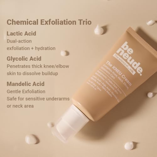 Image of Be Neude KNEU Knee, Neck, Elbow & Underarm Depigmentation 50ml Cream for Targeted Care, Powered by Lactic Acid, Kojic Acid, Glycolic Acid for All Skin Types
