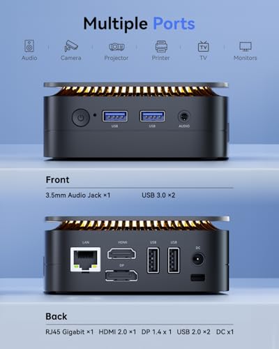 image for KAMRUI Essenx E1 Mini PC, 16GB DDR4 RAM 256GB M.2 SSD, Mini Computer T
