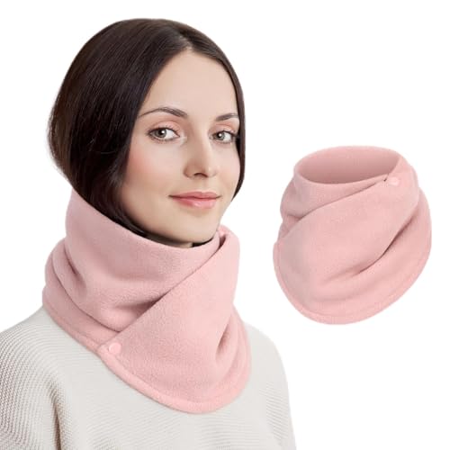 Figarge Winter Halswärmer - Dicker Fleece Schal Mit Doppelschnalle, Kragen Für Frauen, Snood, Warmer Halswärmer, Mode-Accessoire Für Alle Anlässe (Rosa)