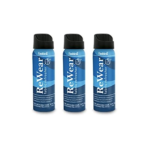 Faultless ReWear Dry Wash Spray for Clothing – Wrinkle Remover, Fabric Refresher Spray, Captures Odors – Like Dry Shampoo for Clothes: Fresh Look W/Out Laundry, 3oz (Mini 3 Pack) Cover