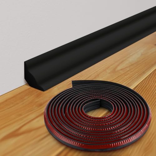 Frienda 1 Pcs 16.4ft X 1/2inch Peel & Stick Baseboard Molding Trim, Black