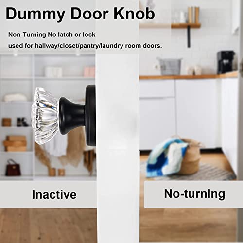 Shiny Handles Glass Dummy Door Knobs Interior,Antique Inactive Crystal Dummy Door Knobs For Hall And Closet,Matte Black (4 Pack) #TOP1
