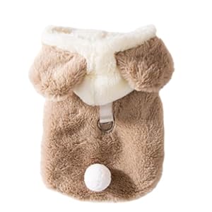 Dog Clothes Dog Winter Coat Dog Sweatshirt Dog Sweaters Cute Dog Clothes Puppy Christmas Outfit Pjs Cute Cartoon Pattern Plush Pet Hoodies Fleece Dog Vest Female Dog Clothes Khaki XS