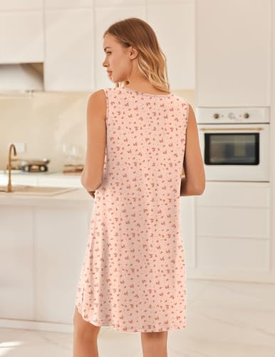 Image of Ekouaer Nightgowns for Women Sleeveless Sleep Shirt Tank V Neck Night Gown