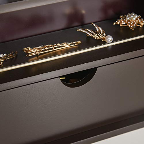 Homcom US831-3280131 Jewelry Armoire With Mirror And 18 Led Lights, Wall-Mounted/Over-The-Door Cabinet With 3 Mountable Heights, Dark Walnut thumb #8