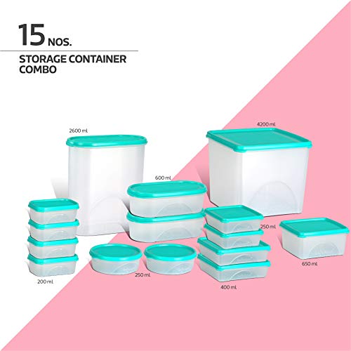 Image of Belocopia - 15 Piece Storage Container for Kitchen Set (11.25 L), Aqua Green