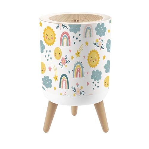 Childish Rainbow Trash Can 7L with Lid and Legs