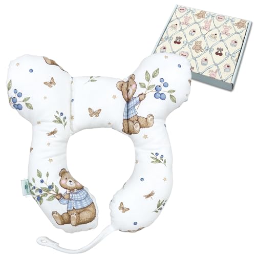 Zdbdbd Baby Neck Pillow, U-Shape Pillow for Car Seat and Stroller, Lightweight Comfort Pillow for Babies and Toddlers (Berry Bear)