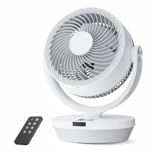 Fan for Bedroom, 13' Air Circulator Fans with Remote, 120°Vertical Manual +90°Oscillating Desk fan, 60ft Powerful Airflow, Portable Fan With 4 Speeds, 4 Modes, 12H Timer, 25dB Quiet Smallfan (White)