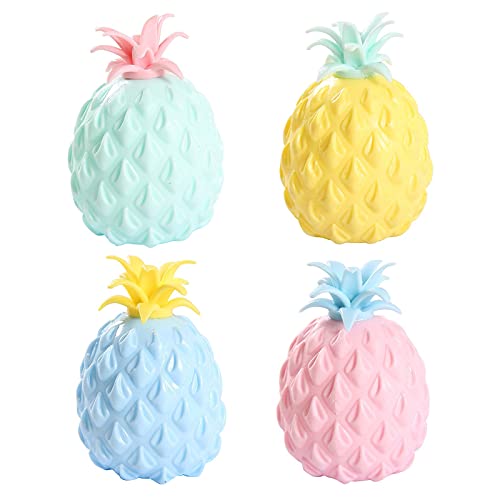 Gooldu 4 Pack Sensory Fidget Toys Squishy Pineapple for Stress Anxiety Relief Toys for Focus & Calm Autistic Children, Adults, Anxiety Autism to Stress Relief and Anti Anxiety (A 4PC)