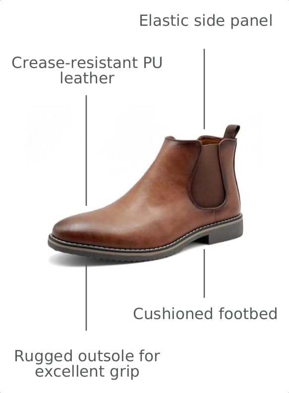 Image of Finishing & Sewing Men's Chelsea Boots, Smart Casual Slip On Ankle Boots