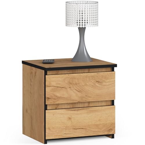AKORD | Kommode Set 2 Schubladen Sideboard Mehrzweckschrank Schrank | Schreibtisch | ecktisch | Eck Schreibtisch für Home Office | Einfache Montage | 40x40x35 | Eiche Craft