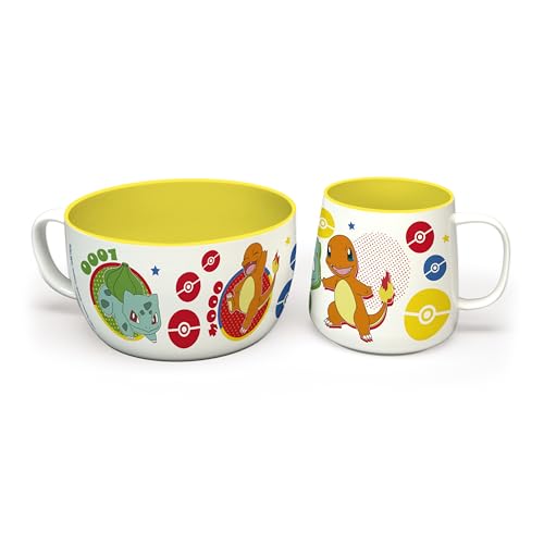 ABYSTYLE - POKEMON Set Petit Déjeuner Mug + Bol Pikachu & Kanto Starters