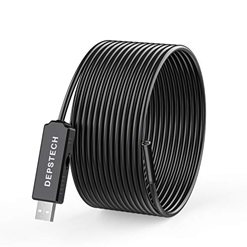 USB Borescope, Depstech Semi-Rigid Endoscope Inspection Camera 2.0 Megapixels CMOS HD Waterproof Snake Camera with 6 Adjustable Led Light - 7 Meter