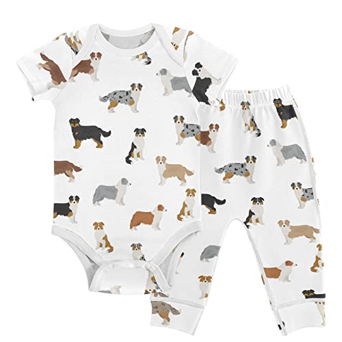 Image of vvfelixl Baby Pants Sets Black Dachshund Long Haired Short Sleeve Baby Clothes for Boys Girls 0-24M