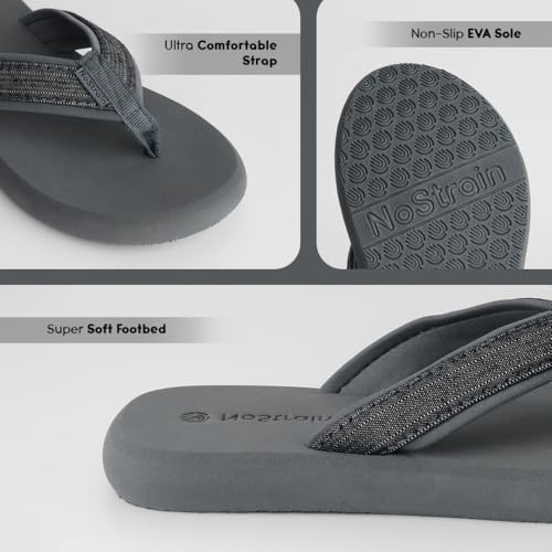 Image of NoStrain Men's Canvas Slippers, Flip Flops & Chappal - Angular Fit