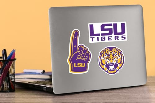 Image of LSU Tigers Vinyl Sticker Pack - 8‑Count Large Waterproof Decals for Laptop, Water Bottle, Tablet, Skateboard, Car, and Indoor /Outdoor Use