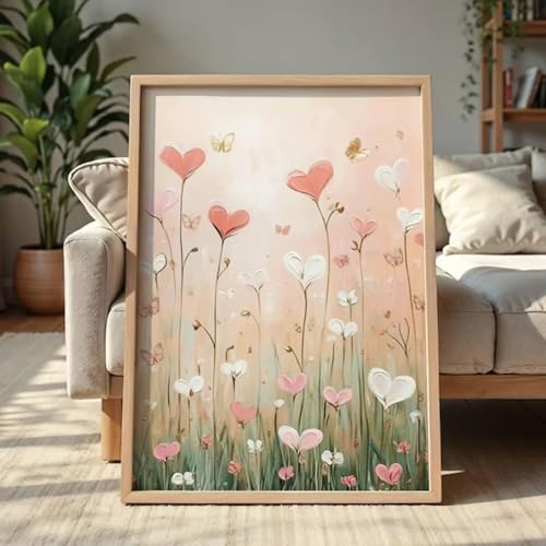 Affiche romantique florale XINBAO en cœur cadre 60x80cm