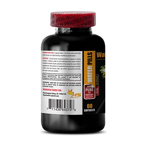 Diuretics For Water Retention - Water Pills (Diuretic Formula) - Water Away Herbal Diuretic - Potassium Pills - Kidney Cleanse - Water Retention Pills - Kidney Support - Diuretic Pills - 1B 60 Capsls #TOP2