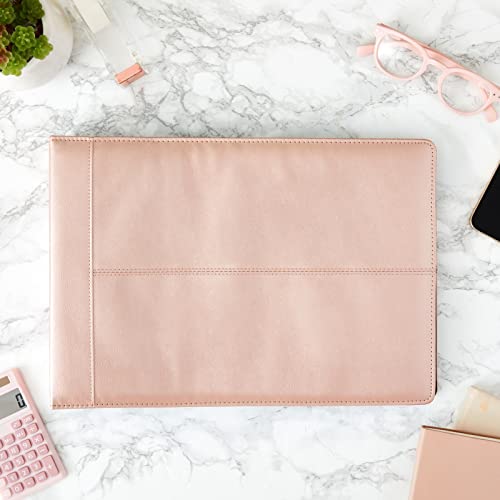 image for Juvale Checkbook Covers - 14 x 10 in, Rose Gold Faux Leather - 7-Ring 